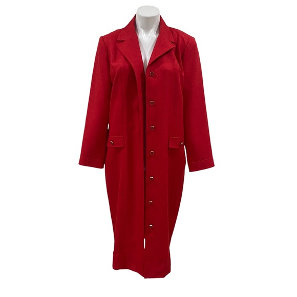 Vintage 70s Henry Lee - Red Elegant Red Long Coat sz M/L - Picture 5 of 10